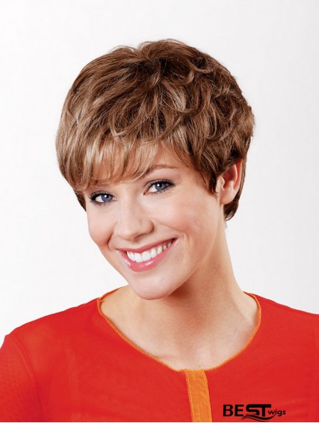 Synthetic Capless 6 inch Boycuts Straight Copper Short Hair Wig