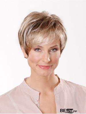 Synthetic Capless 8 inch Boycuts Straight Blonde Short Cut Wigs