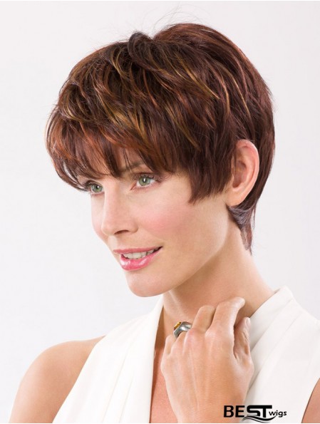 Straight Boycuts Capless 8 inch Auburn Cropped Synthetic Hair Wig