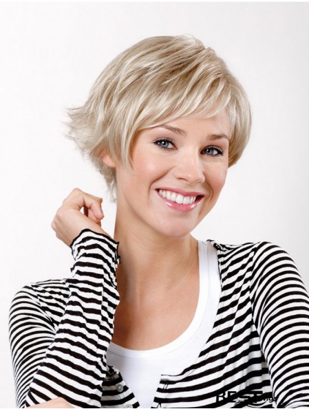 8 inch Straight Platinum Blonde Synthetic Short Capless Bob Wig