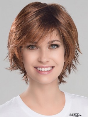 Straight Auburn With Bangs 8 inch Mono Wig