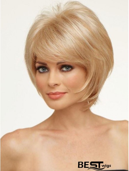 Copper With Bangs Straight 8 inch Chin Length Monofilament Hair Topper