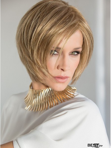 Blonde 8 inch Straight Layered 100% Hand Tied Wigs