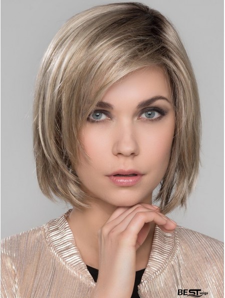 Platinum Blonde With Bangs Straight 10 inch Chin Length Mono Wigs