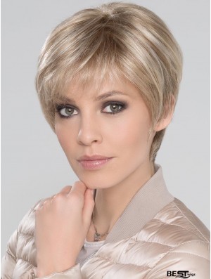 Blonde With Bangs Straight 6 inch Short Monofillament Wigs