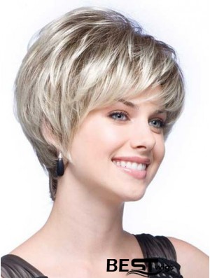 Grey Wigs With Synthetic Short Length Wavy Style