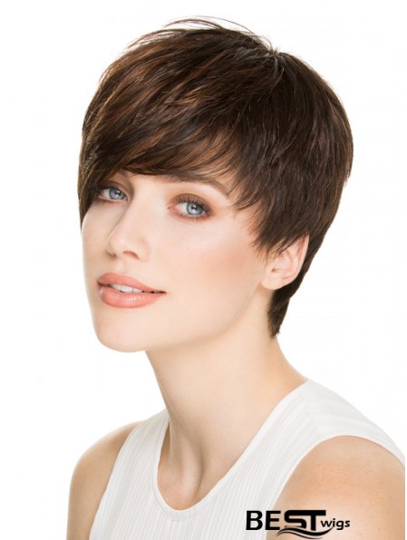 4 inch Fashionable Straight Boycuts Brown Short Wigs