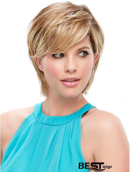 Short Straight Layered Blonde Modern 100% Hand-tied Wigs