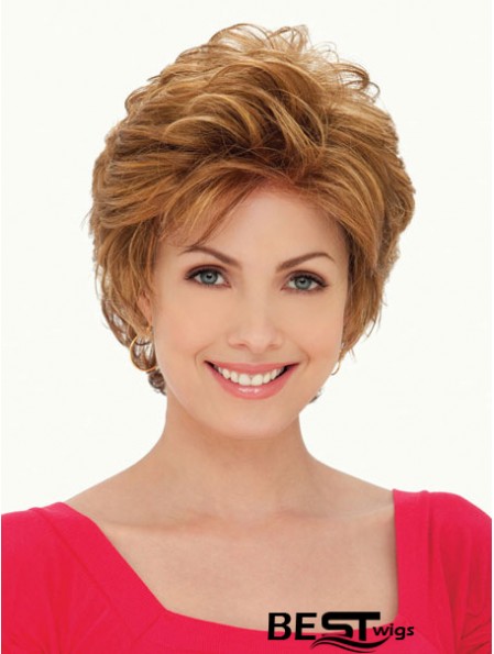 Synthetic Lace Front Wigs UK Layered Cut Cropped Length Auuburn Color