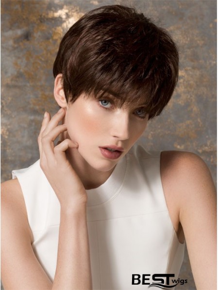 Boycuts Cropped Brown Straight Fashion Petite Wigs