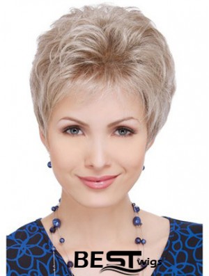 Wigs For Elderly Lady With Capless Wavy Style Short Length