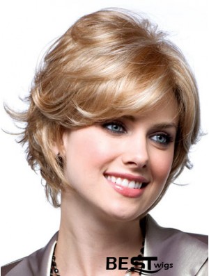 Cheap Monotop Wigs With Monofilament Blonde Color Short Length