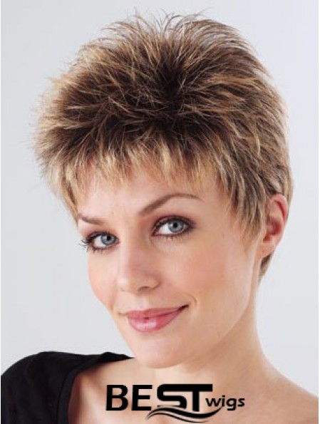 Synthetic Cropped Monofilam Boycuts Hand Tied Mono Petite Wigs