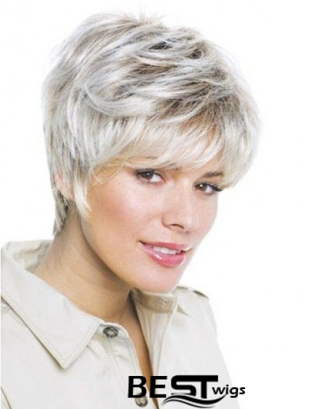 Synthetic Amazing Short Wavy Grey Wigs