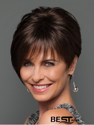 Mono Wigs UK Short Length Brown Color Layered Cut Straight Style