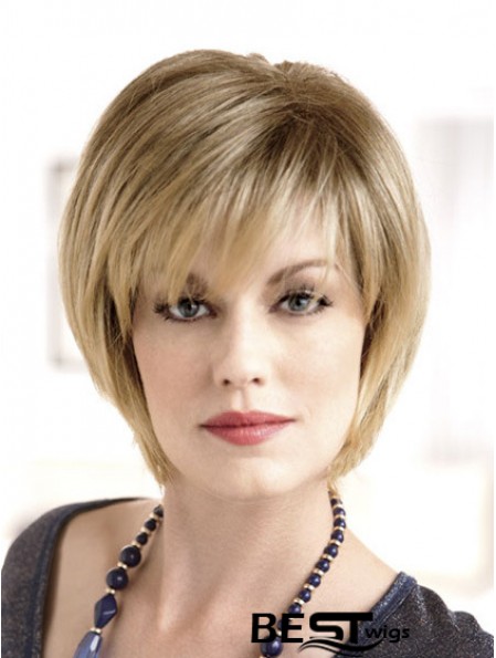 Chin Length Straight Monofilament Blonde Modern Bob Wigs