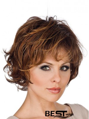 Synthetic Lace Front Wigs Layered Cut Wavy Style Short Length