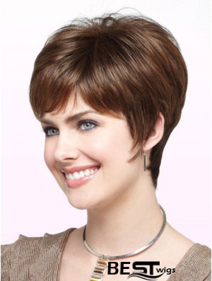 Fabulous Auburn Cropped Straight Boycuts Monofilament Wigs