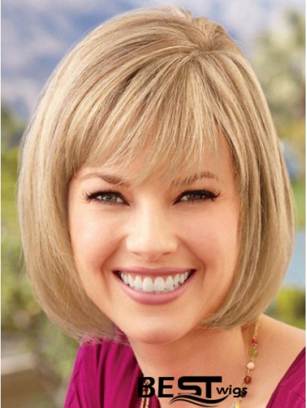 Lace Front Chin Length Straight Blonde Comfortable Bob Wigs