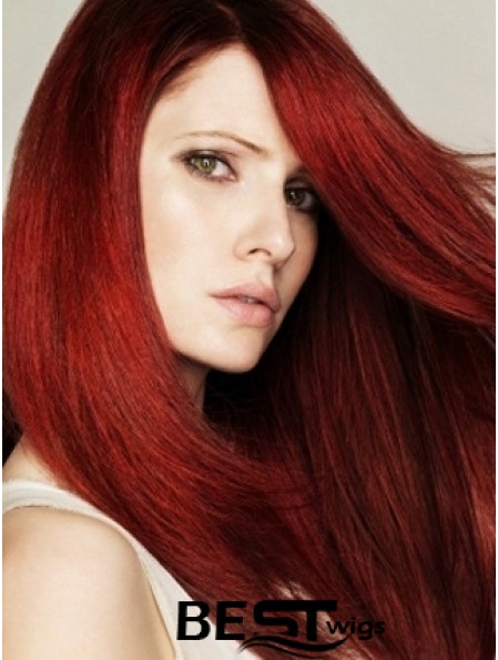 Hairstyles Red Straight With Bangs Monofilament Long Wigs