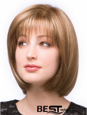 Chin Length Straight Monofilament Brown Stylish Bob Wigs