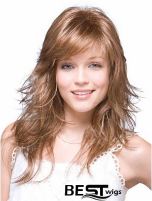 Straight Layered Shoulder Length Brown Suitable Lace Front Wigs