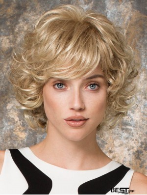 Layered Blonde Curly Chin Length 10 inch Perfect Medium Wigs