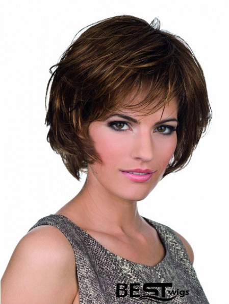 Bobs Lace Front Chin Length Synthetic Brown Monofilament Parting Wigs
