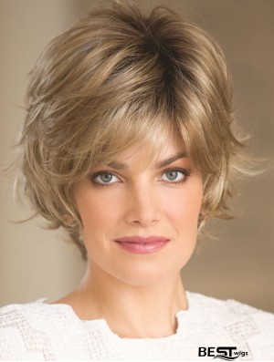 Blonde 8 inch High Quality Short Wavy Layered Lace Wigs