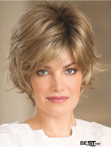 Blonde 8 inch High Quality Short Wavy Layered Lace Wigs