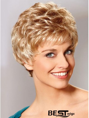 Auburn Boycuts Cropped Wavy Synthetic Petite Hand Tied Mono Wigs