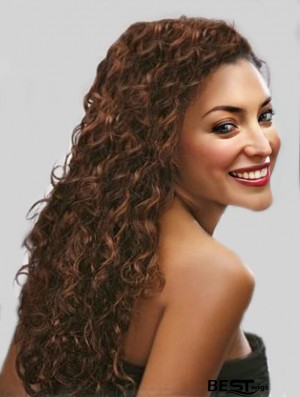 Auburn Long Stylish Curly Without Bangs Lace Wigs