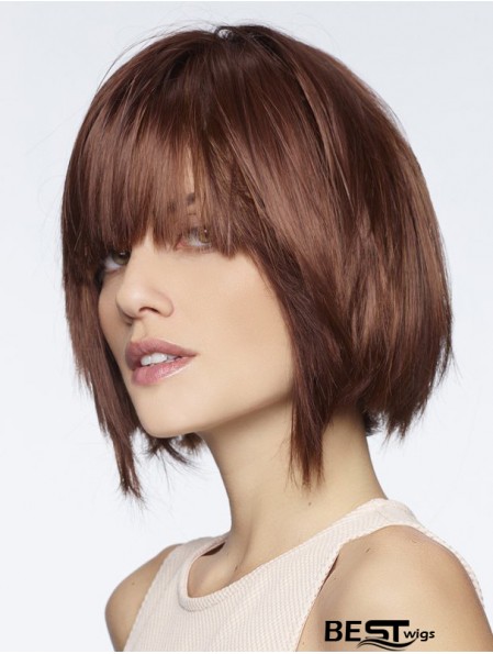 Straight Chin Length Auburn 8 inch Lace Front Fashionable Bob Wigs