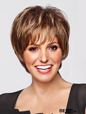 Online Auburn Cropped Straight Layered Monofilament Wigs