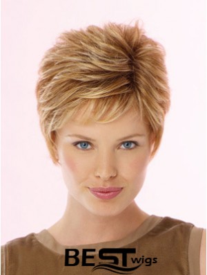 Fabulous Blonde Cropped Wavy Boycuts Lace Front Wigs