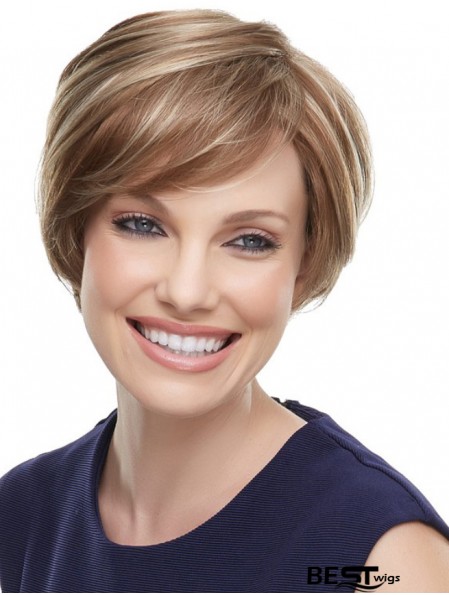 Short Straight Boycuts Blonde Soft 100% Hand-tied Wigs