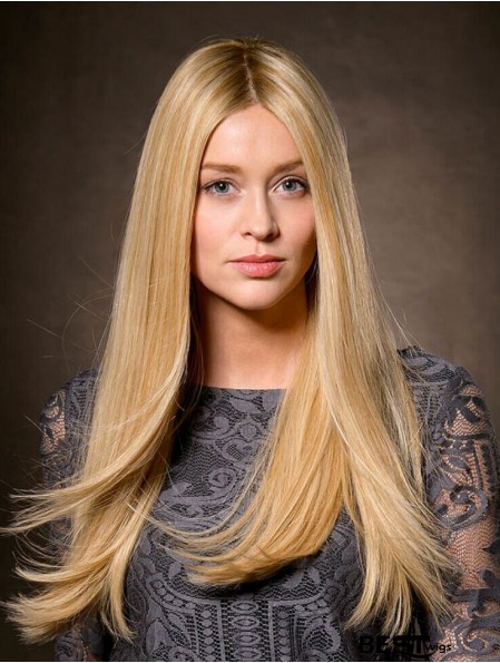 Long Straight Without Bangs Suitable Blonde Lace Front Wigs