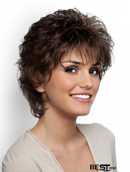 Short Curly Classic Brown Exquisite 100% Hand-tied Wigs