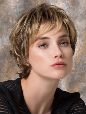 8 inch Perfect Wavy Layered Blonde Short Wigs