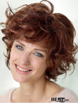 Curly With Bangs Shoulder Length Auburn Popular Lace Front Wigs