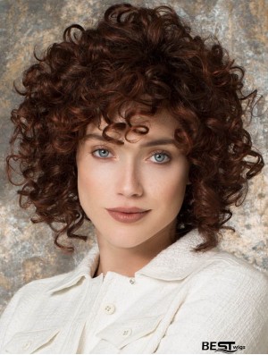 Curly Layered Chin Length Auburn Amazing Lace Front Wigs