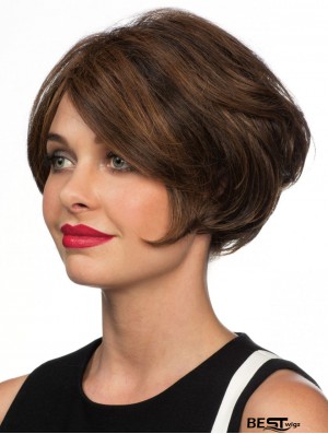 Brown 8 inch Affordable Short Wavy Bobs Lace Wigs