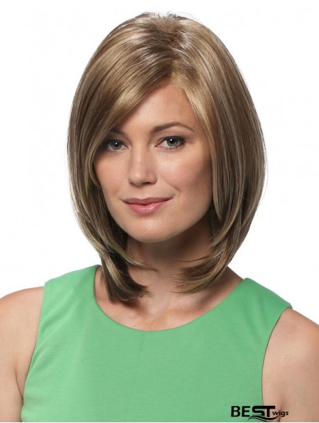 Straight Shoulder Length Blonde 12 inch Lace Front Hairstyles Bob Wigs