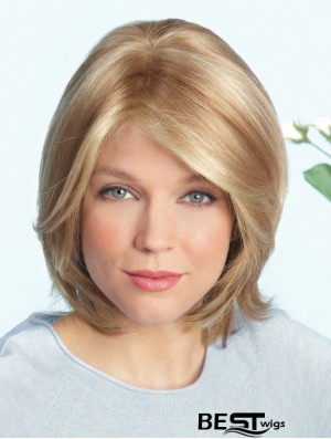 Layered Blonde Straight Shoulder Length 14 inch Ideal Medium Wigs