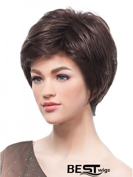 Flexibility Brown Short Straight Boycuts Lace Front Wigs