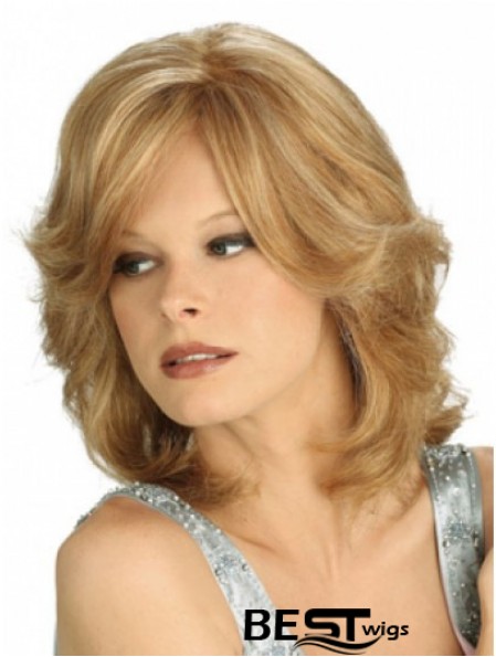 Blonde Shoulder Length Wavy Layered 100% Hand-tied Wig Store Online