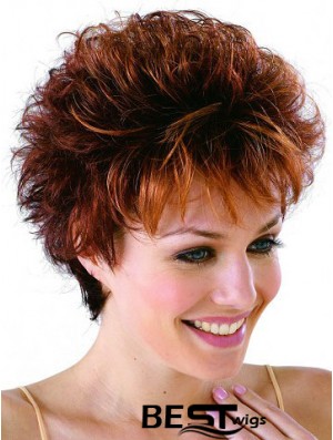 Classic Cropped Wavy Auburn Synthetic Petite Monofilament Wigs