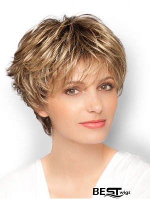 Blonde 8 inch Designed Cropped Wavy Boycuts Lace Wigs