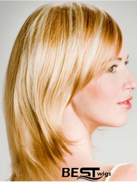 Shoulder Length Straight Layered Cheapest Blonde Lace Front Wigs