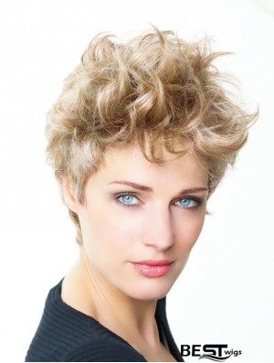 Curly Boycuts Short Blonde Trendy Lace Front Wigs